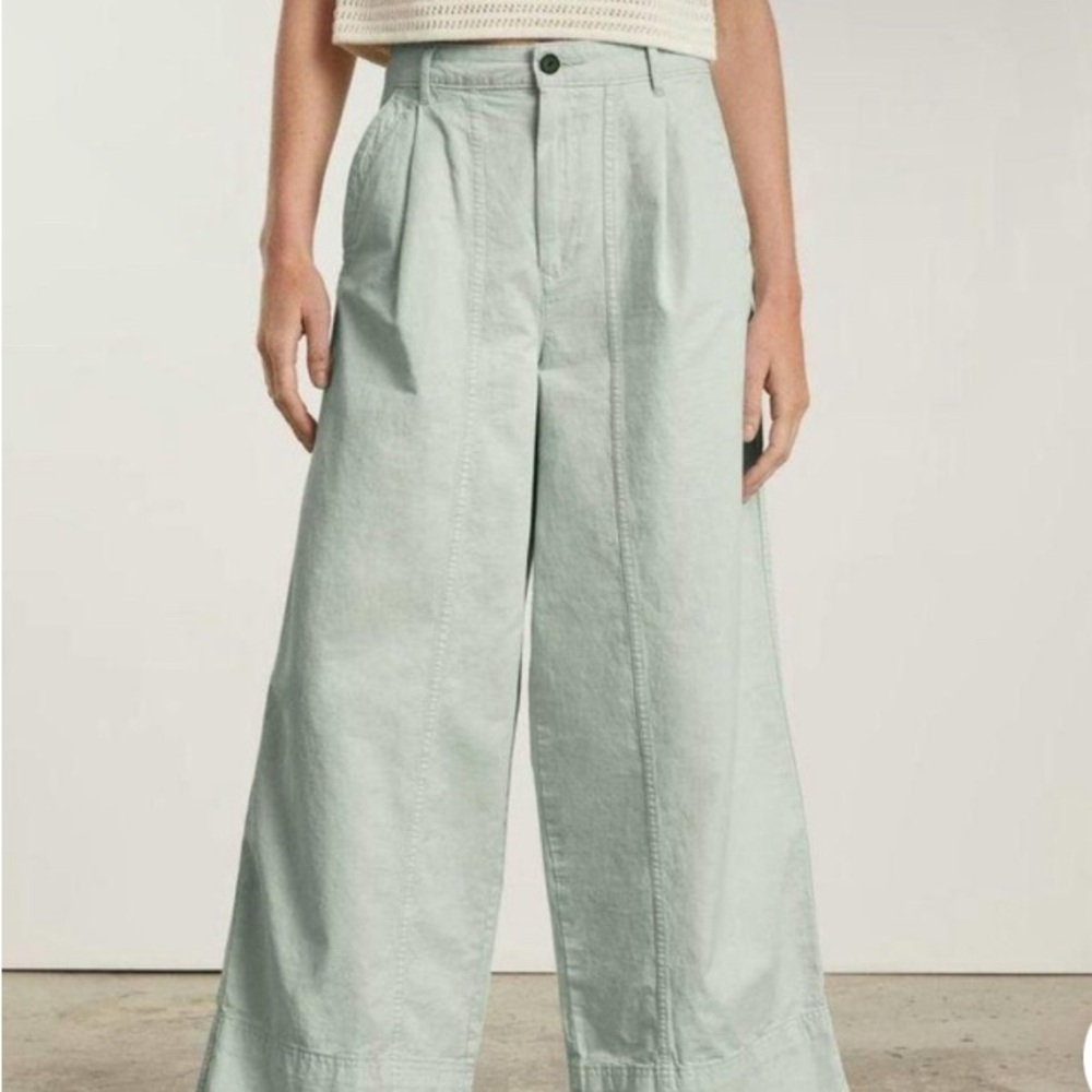 Everlane wide legged baggy organic cotton pant mint sea foam green size 6